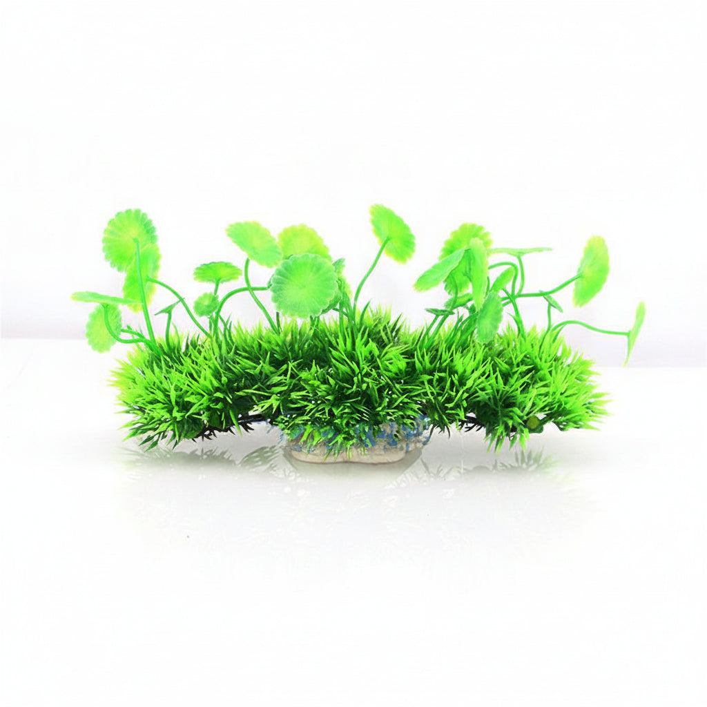Artificial green plants with dimensions on a white background