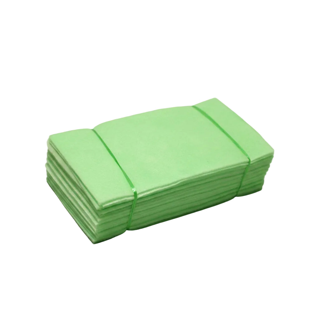 Green pool floatation device on a blue water background