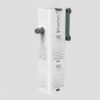 Aquarium filter with water flow diagram on a dark background