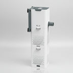 Aquarium filter with water circulation diagram on a blurred background