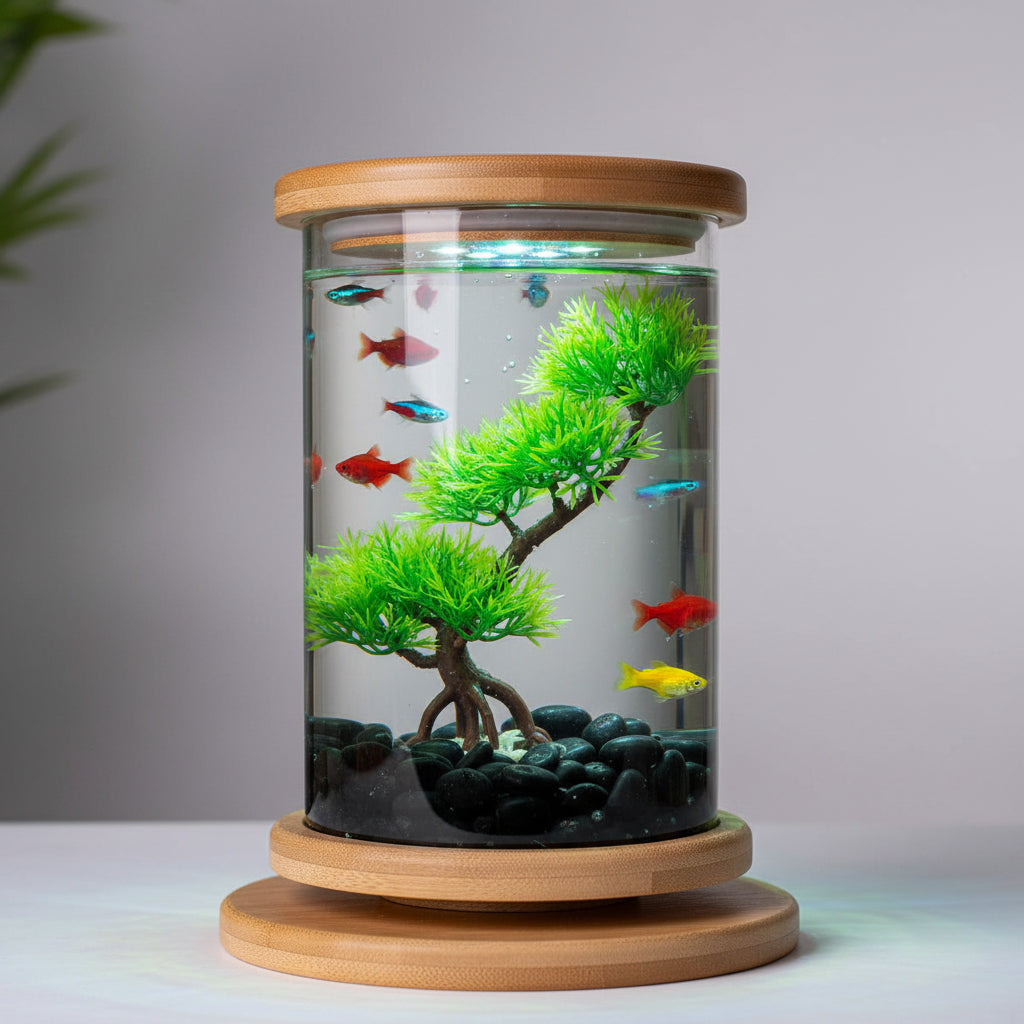 Glass jar with wooden lid and base on a white background