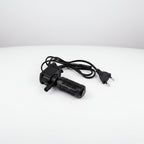Black pump with power cord on a white background